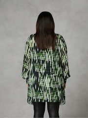 Live Unlimited Green Curve Blurred Print Ruched Front Blouse - Image 2 of 4
