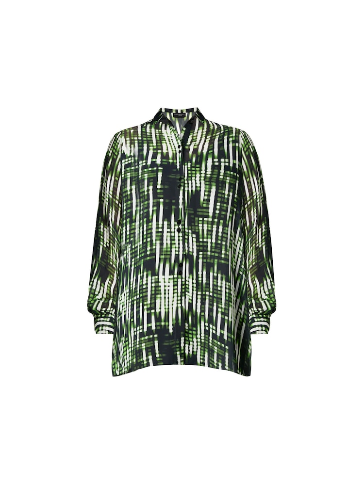 Live Unlimited Green Curve Blurred Print Ruched Front Blouse - Image 4 of 4