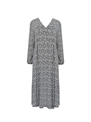 Live Unlimited Black Curve Mono Ditsy Print Jersey Gathered Waist Midi Dress - Image 4 of 4