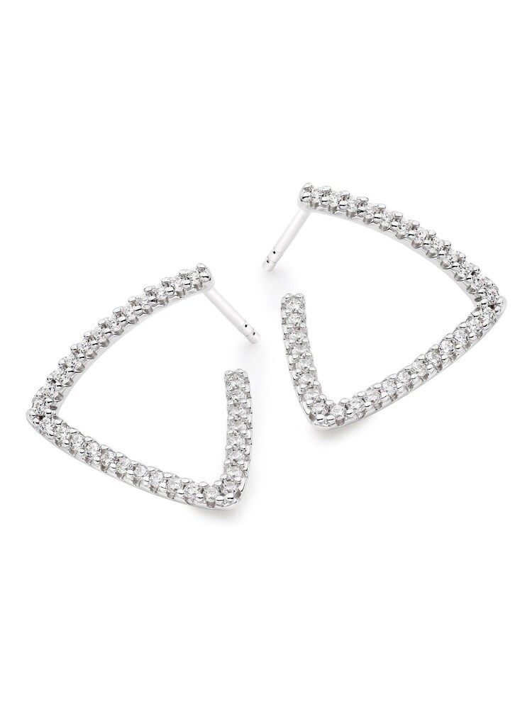 Beaverbrooks Sterling Silver Cubic Zirconia Triangle Earrings - Image 1 of 3