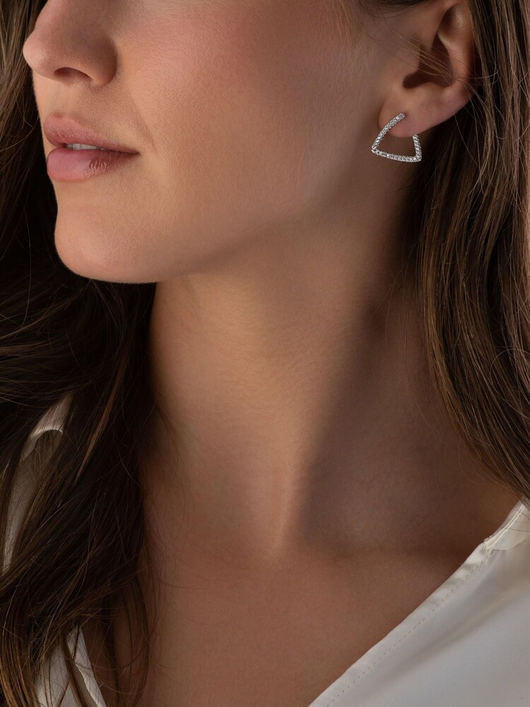 Beaverbrooks Sterling Silver Cubic Zirconia Triangle Earrings - Image 2 of 3