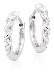 Beaverbrooks Sterling Silver Cubic Zirconia Twist Hoop Earrings - Image 1 of 4