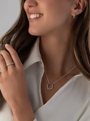 Beaverbrooks Sterling Silver Cubic Zirconia Twist Hoop Earrings - Image 3 of 4