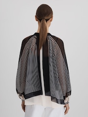 Reiss Black/Cream Charli Printed Button-Through Blouse - Image 5 of 6