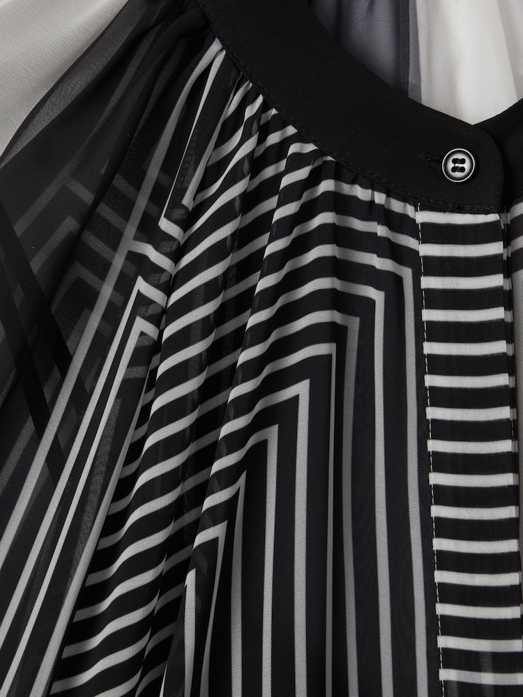 Reiss Black/Cream Charli Printed Button-Through Blouse - Image 6 of 6