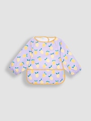 JoJo Maman Bébé Lilac Purple Lemon Zebra Print Deluxe Sleeved Bib - Image 3 of 5