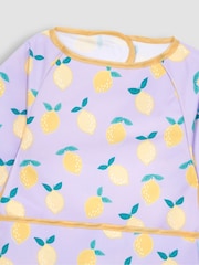 JoJo Maman Bébé Lilac Purple Lemon Zebra Print Deluxe Sleeved Bib - Image 4 of 5