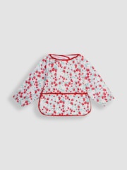 JoJo Maman Bébé Pink Strawberry Zebra Print Deluxe Sleeved Bib - Image 1 of 3