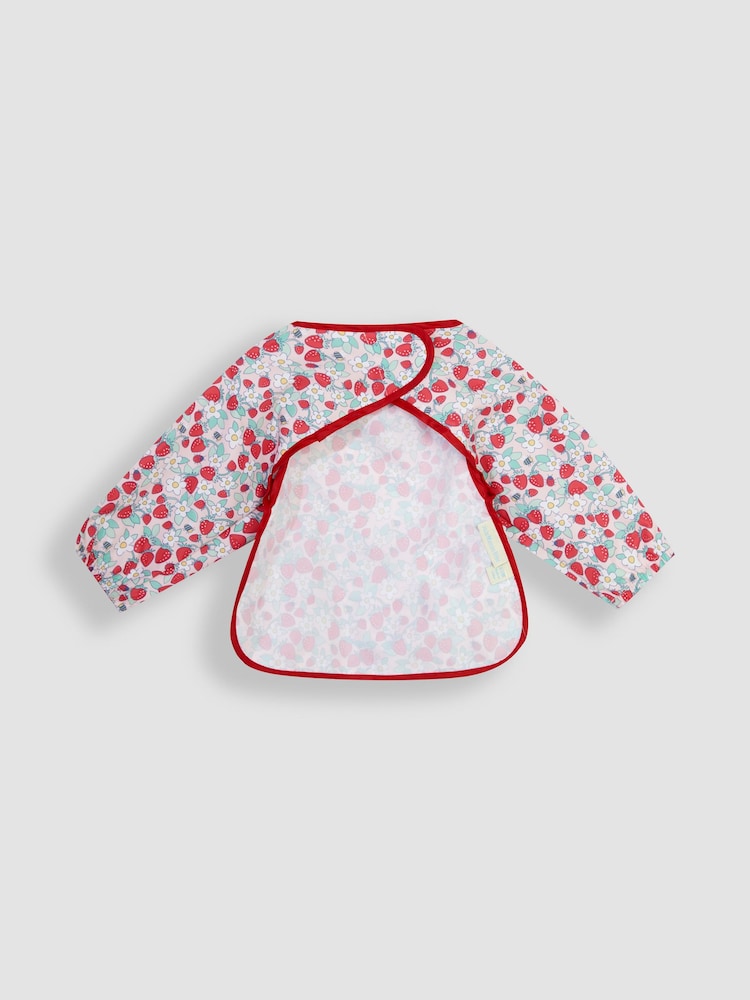 JoJo Maman Bébé Pink Strawberry Zebra Print Deluxe Sleeved Bib - Image 2 of 3