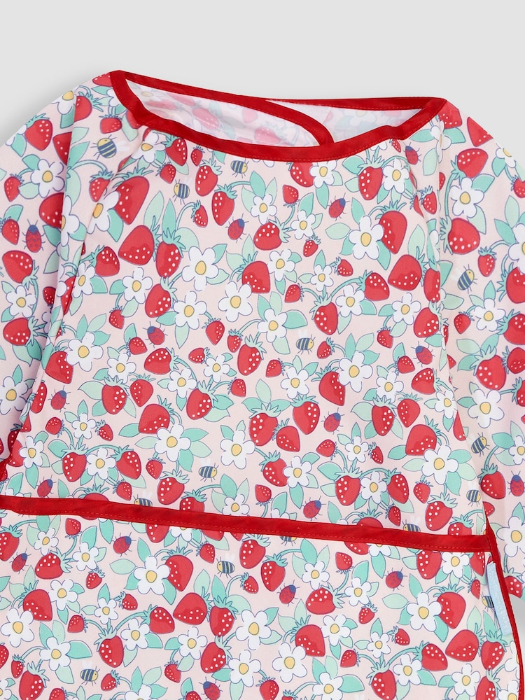 JoJo Maman Bébé Pink Strawberry Zebra Print Deluxe Sleeved Bib - Image 3 of 3