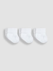 JoJo Maman Bébé White 3-Pack Rib Baby Socks - Image 1 of 2