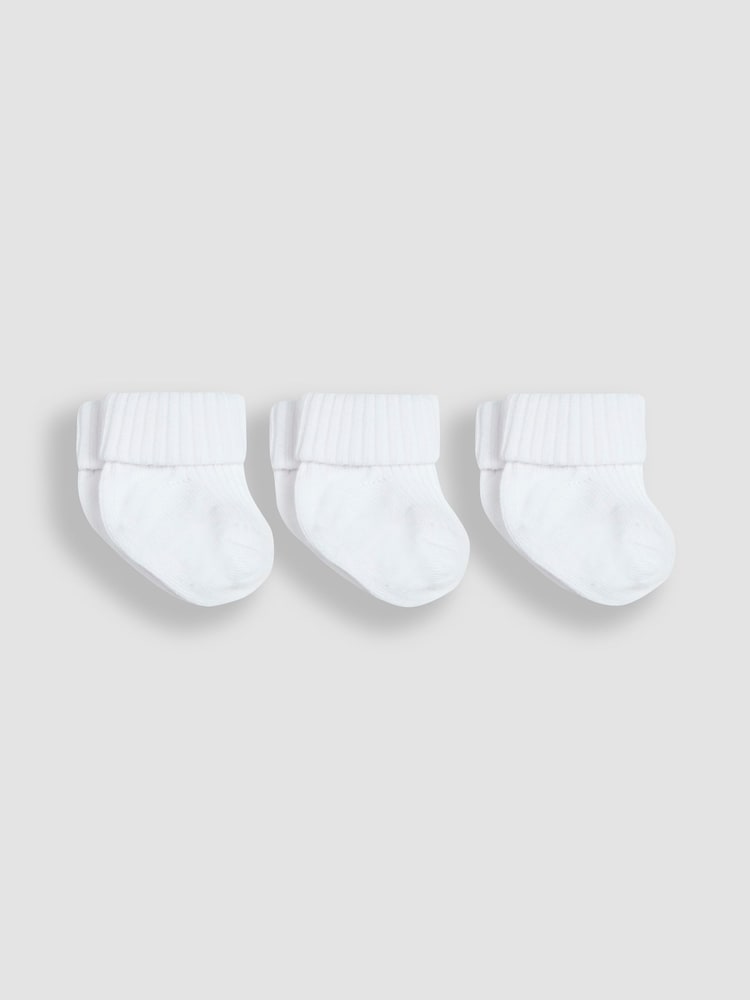 JoJo Maman Bébé White 3-Pack Rib Baby Socks - Image 1 of 2