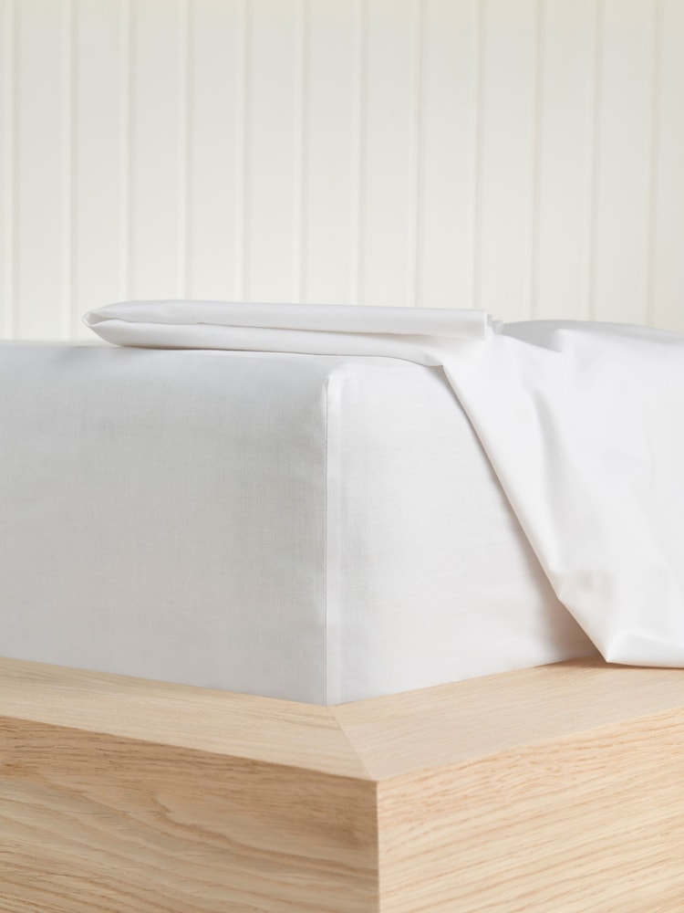 Sleep Retreat White Fiji 100% Cotton Fitted Sheet - Image 2 of 2