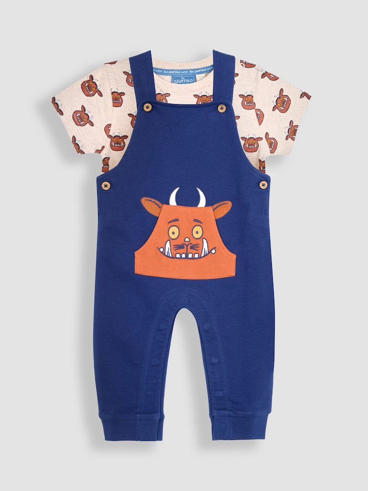 JoJo Maman Bébé Navy 2-Piece Gruffalo Dungarees & T-Shirt Set - Image 1 of 5