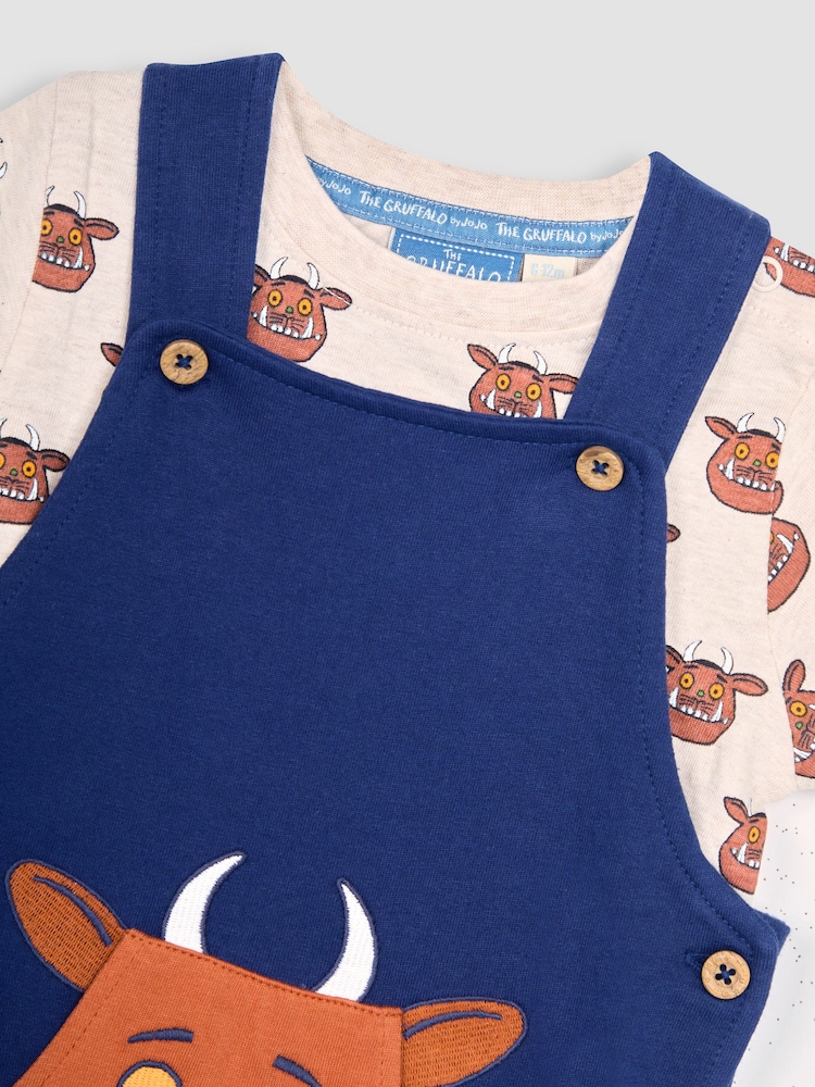 JoJo Maman Bébé Navy 2-Piece Gruffalo Dungarees & T-Shirt Set - Image 5 of 5
