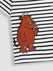 JoJo Maman Bébé Ecru Navy Stripe Gruffalo Appliqué T-Shirt - Image 2 of 5