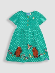 JoJo Maman Bébé Green Gruffalo Applique Button Front Dress - Image 5 of 6