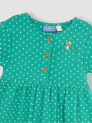 JoJo Maman Bébé Green Gruffalo Applique Button Front Dress - Image 6 of 6