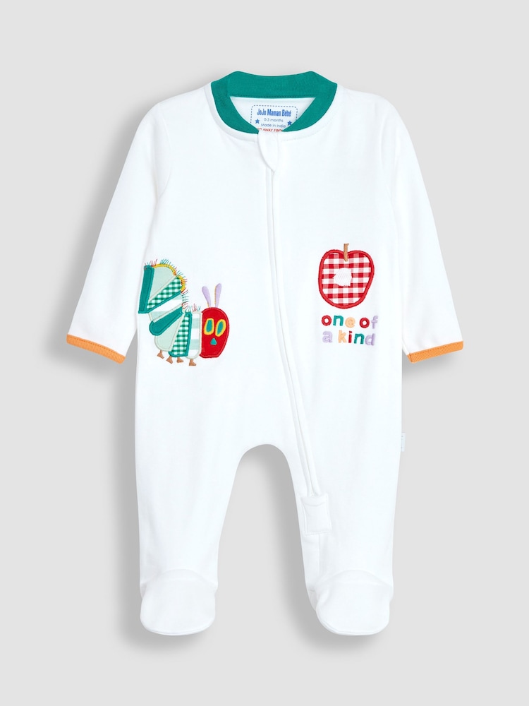 JoJo Maman Bébé White The Very Hungry Caterpillar Sleepsuit - Image 1 of 4