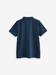 Navy Regular Fit Cotton School Short Sleeve 100% Cotton Polo Shirts 2 Pack (3-16yrs) - Image 3 of 4