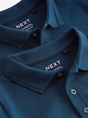 Navy Regular Fit Cotton School Short Sleeve 100% Cotton Polo Shirts 2 Pack (3-16yrs) - Image 4 of 4