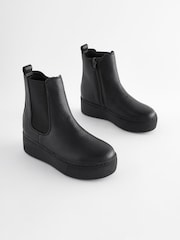 Black Chunky Wedge Chelsea Boots - Image 1 of 5