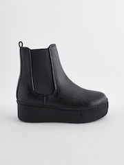 Black Chunky Wedge Chelsea Boots - Image 2 of 5