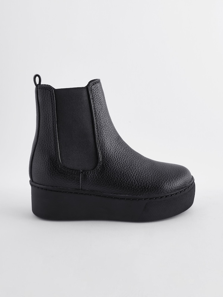 Black Chunky Wedge Chelsea Boots - Image 2 of 5