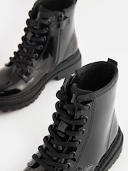 Black Patent Standard Fit (F) Warm Lined Lace-Up Ankle Boots - Image 3 of 5