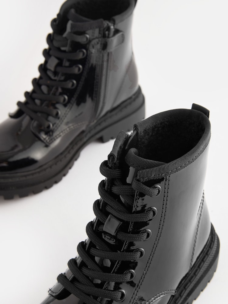 Brevet noir - Warm Lined À lacets Ankle Bottes - Image 3 of 5