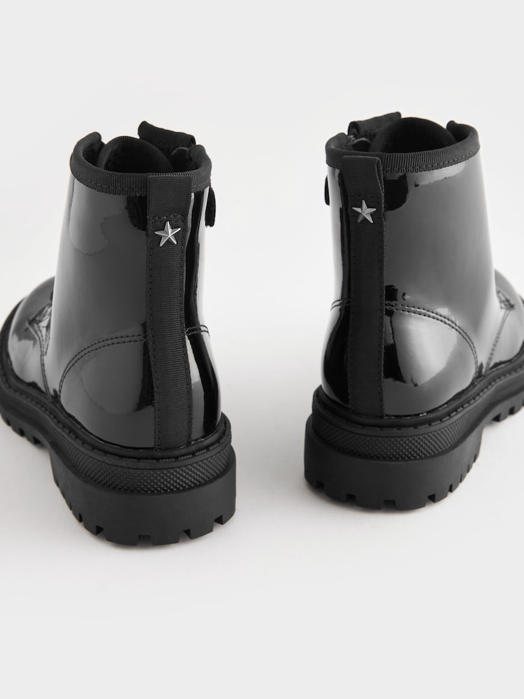 Brevet noir - Warm Lined À lacets Ankle Bottes - Image 4 of 5