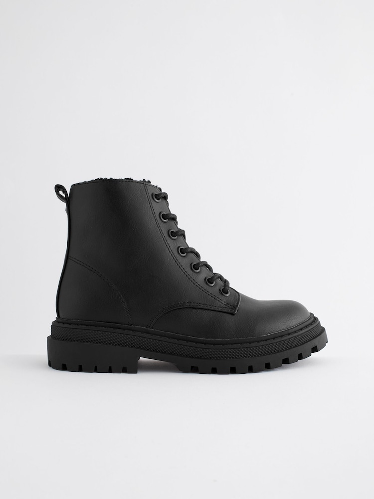 Matt Black Standard Fit (F) Warm Lined Lace-Up Ankle Boots - Image 2 of 7