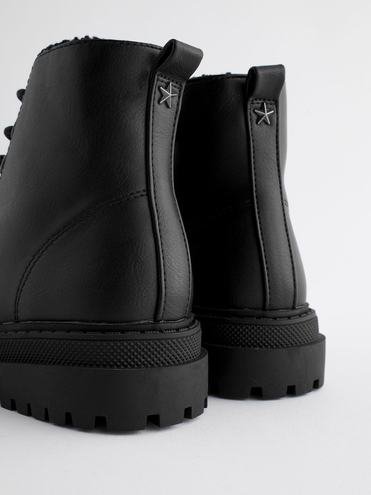 Noir mat - Warm Lined À lacets Ankle Bottes - Image 4 of 7