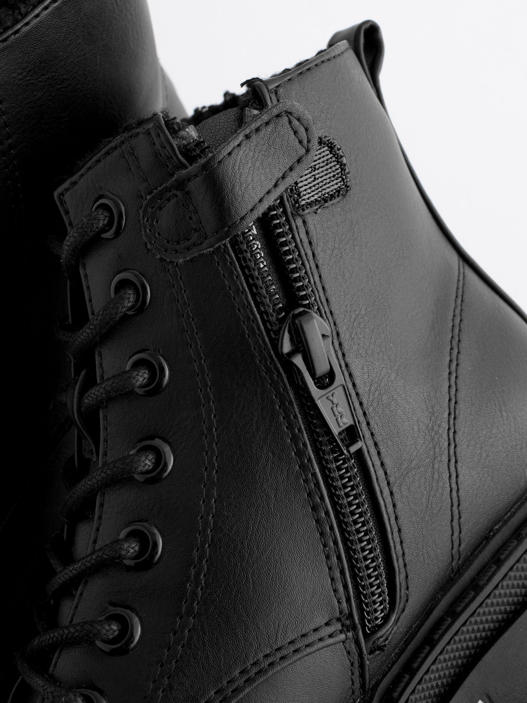 Buy Matt Black Standard Fit (F) Warm Lined Lace-Up Ankle Boots