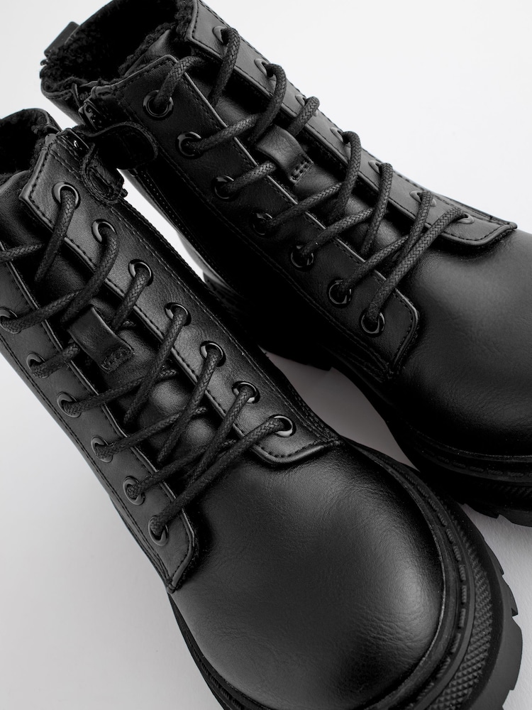 Matt Black Standard Fit (F) Warm Lined Lace-Up Ankle Boots - Image 7 of 7