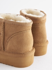 بني فاتح بني - Flatform Mini Warm Lined Water Repellent Suede Pull-On Boots - صورة 3 من 6