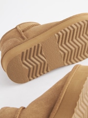 بني فاتح بني - Flatform Mini Warm Lined Water Repellent Suede Pull-On Boots - صورة 4 من 6