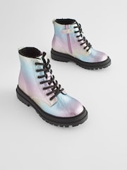 Rainbow Metallic Standard Fit (F) Warm Lined Lace-Up Ankle Boots - Image 3 of 8