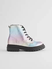 Rainbow Metallic Standard Fit (F) Warm Lined Lace-Up Ankle Boots - Image 4 of 8