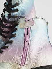 Rainbow Metallic Standard Fit (F) Warm Lined Lace-Up Ankle Boots - Image 8 of 8