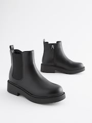 Matt Black Standard Fit (F) Chunky Chelsea Ankle Boots - Image 1 of 6