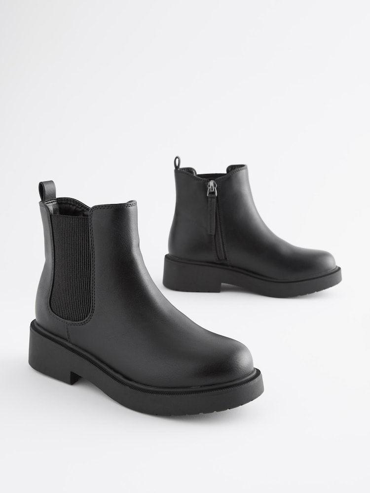 Matt Black Standard Fit (F) Chunky Chelsea Ankle Boots - Image 1 of 6