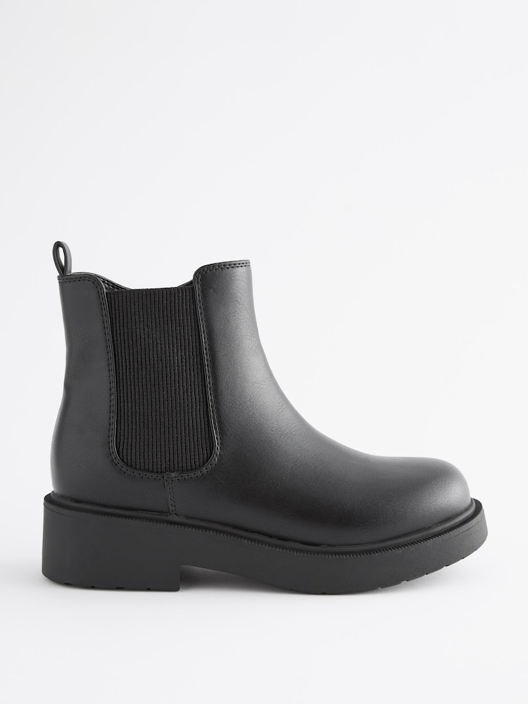 Matt Black Standard Fit (F) Chunky Chelsea Ankle Boots - Image 2 of 6