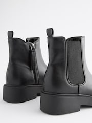 Matt Black Standard Fit (F) Chunky Chelsea Ankle Boots - Image 4 of 6