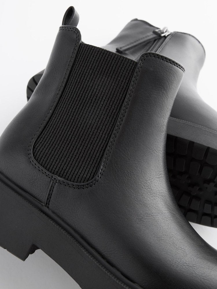 Matt Black Standard Fit (F) Chunky Chelsea Ankle Boots - Image 5 of 6