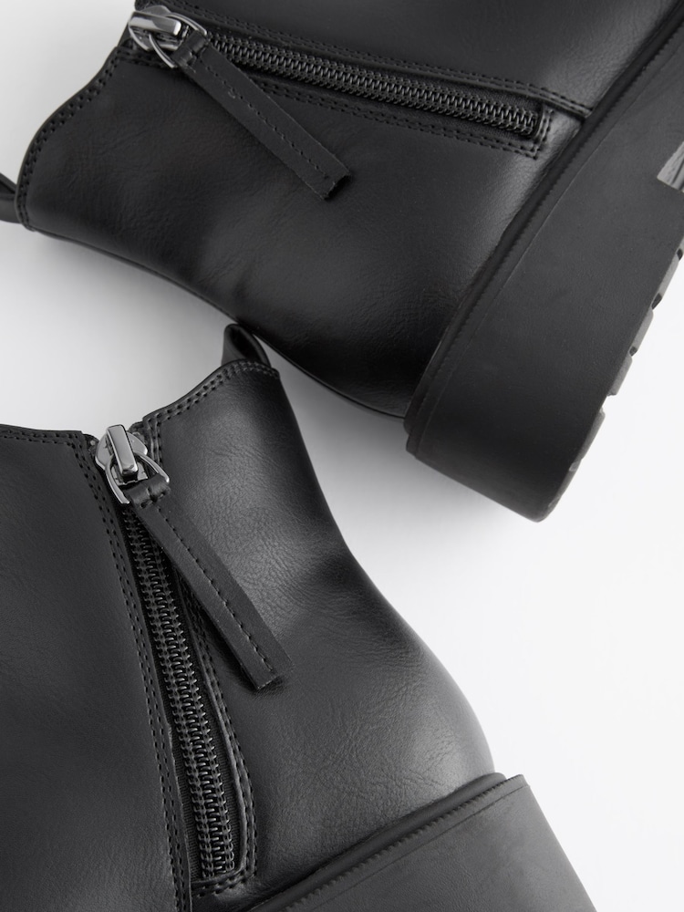 Matt Black Standard Fit (F) Chunky Chelsea Ankle Boots - Image 6 of 6