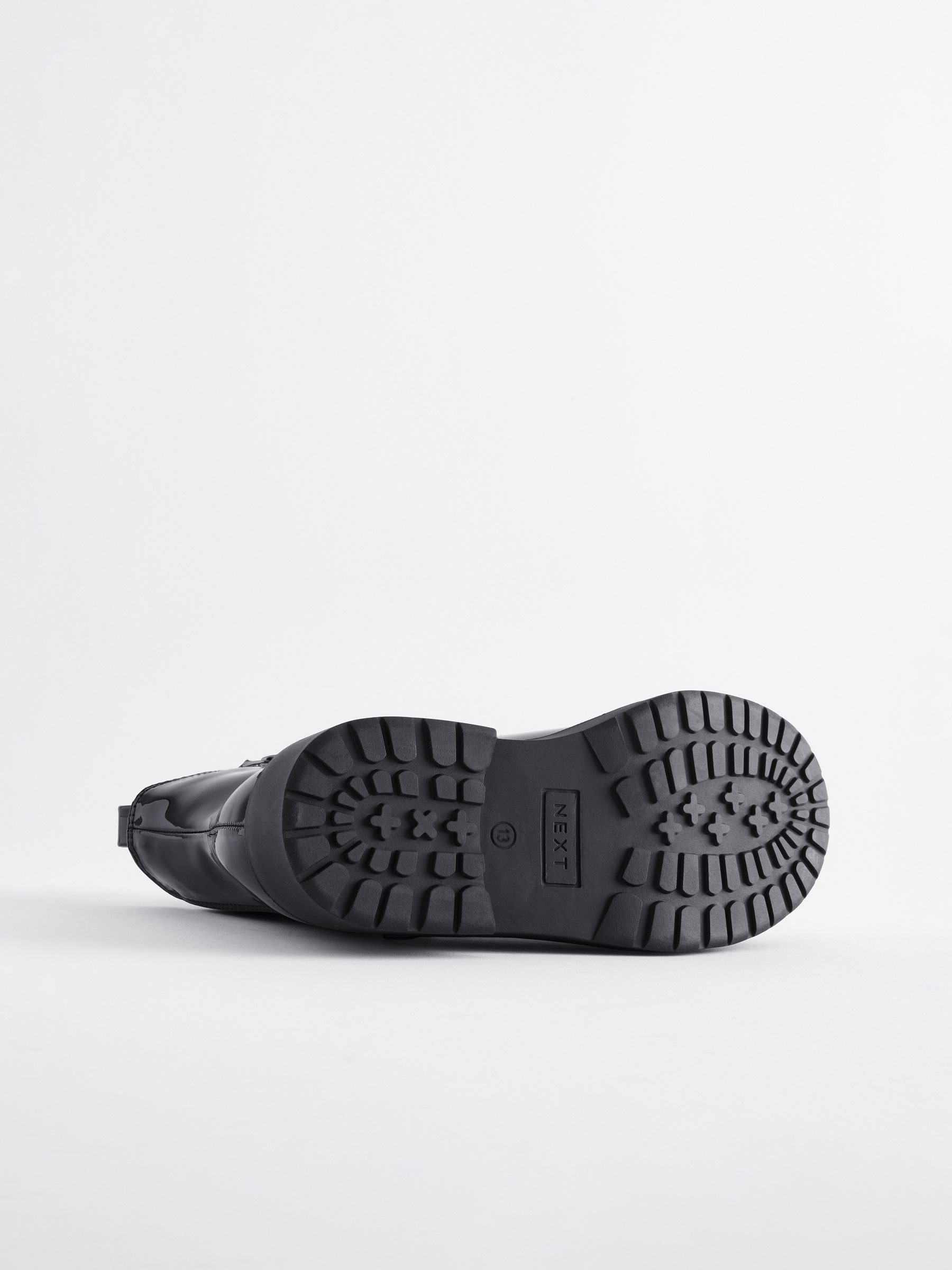 Buy Black Patent Standard Fit F Chunky Chelsea Ankle Boots from Next Luxembourg