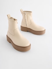 Neutral White Chunky Crepe Sole Sock Boots - Image 1 of 6