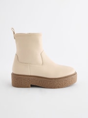 Neutral White Chunky Crepe Sole Sock Boots - Image 2 of 6