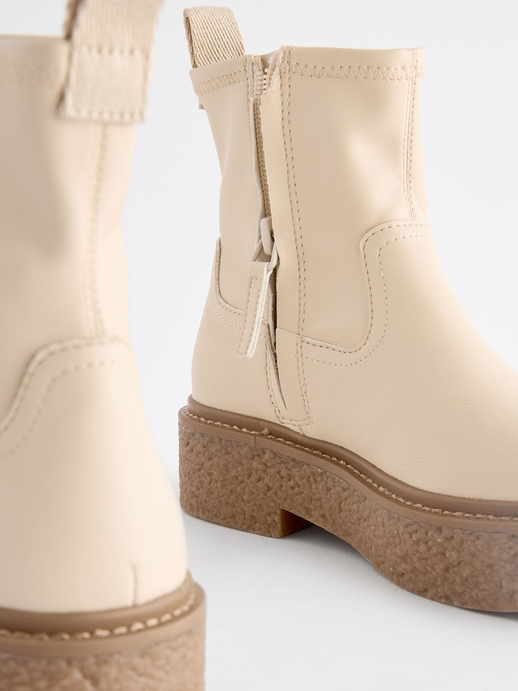 Neutral White Chunky Crepe Sole Sock Boots - Image 6 of 6